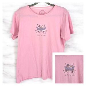 Life‎ is Good Women's SS Wedding United We Ride Beide Groom T-Shirt Pink Medium